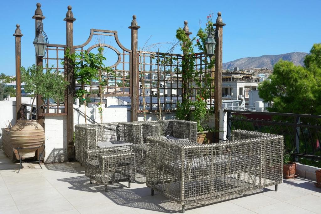 Large balcony with panoramic mountain views