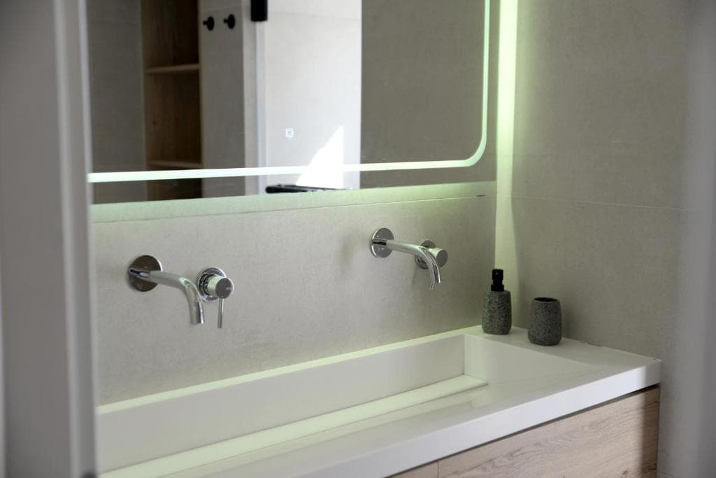 Modern bathroom with walk-in shower